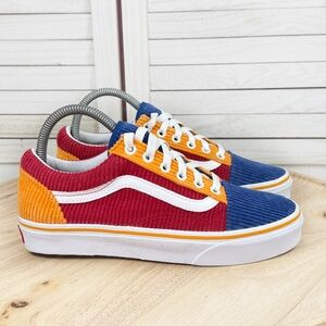 Vans Old Skool Corduroy Primary Colorblock Lace Up Low Sneakers Men 6 Women 7.5‎